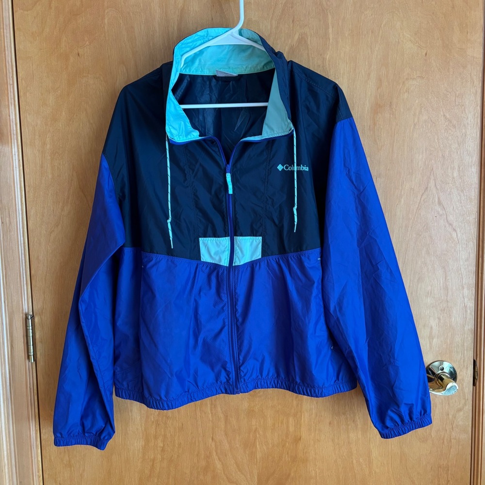 Columbia Windbreaker Jacket Womens XL Color Block Lightweight‎ Full Zip